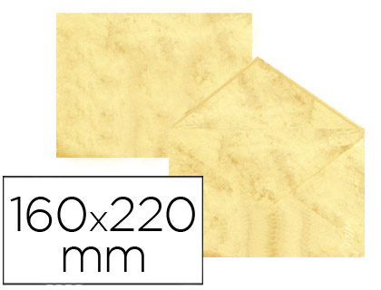25 sobres 160x220mm. 90g/m² pergamino marmoleado amarillo